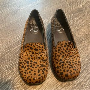 Dansko |  Women's Driving Shoe EU Size 7 US 37 Cheetah Print Calf Fur Slip-on